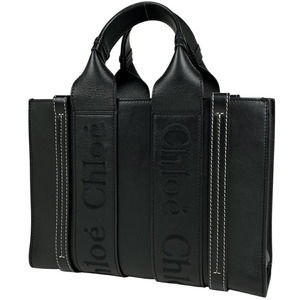 Chloe Woody Shoulder Bag Leather Black